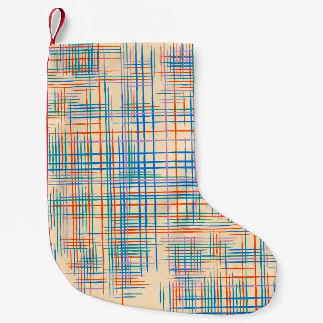 Abstract stripes, colourful ethnic grass mat. small christmas stocking (Front)