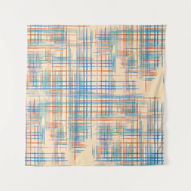 Abstract stripes, colourful ethnic grass mat. tapestry (Front)