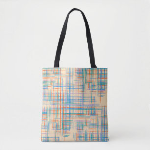 Abstract stripes, colourful ethnic grass mat. tote bag