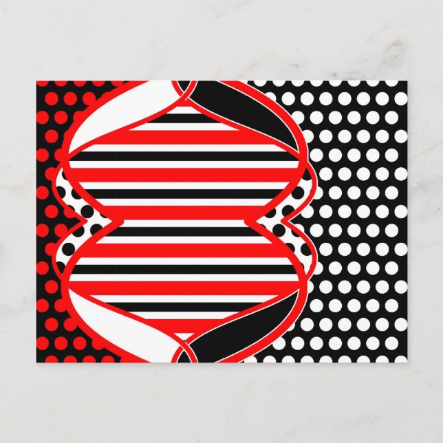 Abstract Stripes & Dots in black red white - cards (Front)
