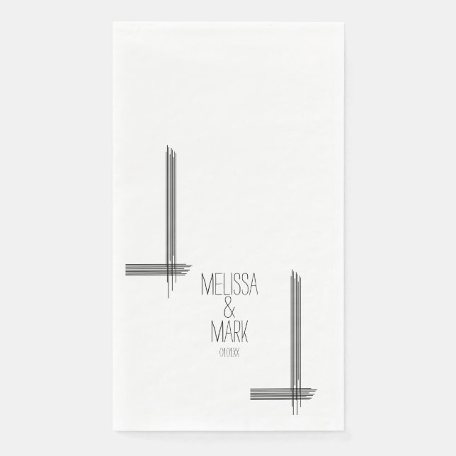 Abstract Stripes Hand Drawn Name Wedding   Napkin (Front)
