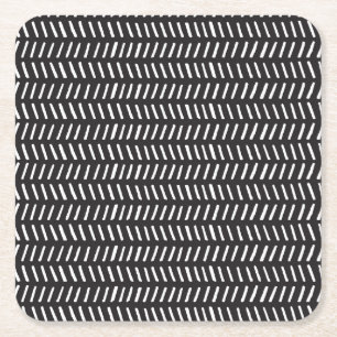 Abstract Stripes Horizontal Vintage Background Square Paper Coaster