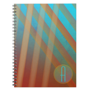 Abstract Stripes/Monogram/Turquoise & Warm Hues Notebook