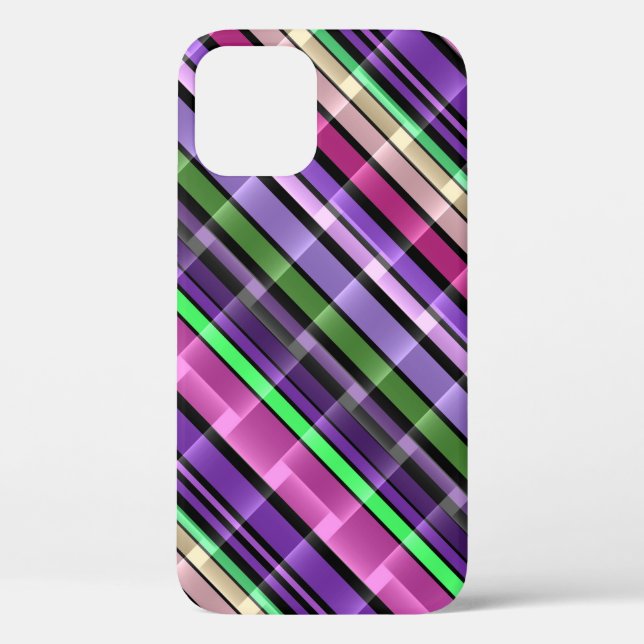 Abstract Stripes Pattern (Purple, Pink, Green) Case-Mate iPhone Case (Back)