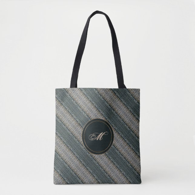 abstract stripes retro pattern tote bag (Front)