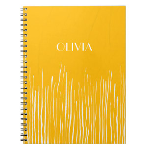 Abstract stripes. Simple bright yellow painted Notebook