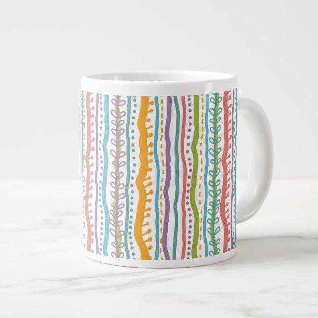 Abstract Stripes Vertical Pattern Large Coffee Mug (Front Right)