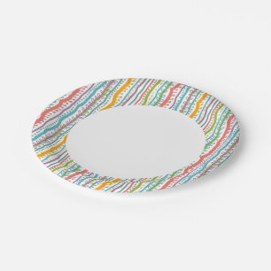 Abstract Stripes Vertical Pattern Paper Plate