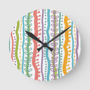 Abstract Stripes Vertical Pattern Round Clock