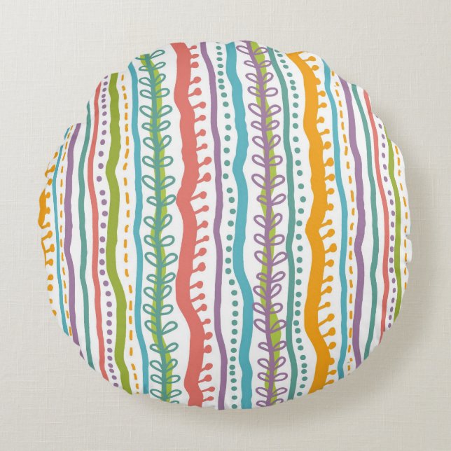 Abstract Stripes Vertical Pattern Round Cushion (Front)