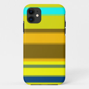 Abstract stripes (Yellow, Blue, Cyan, Olive) iPhone 11 Case