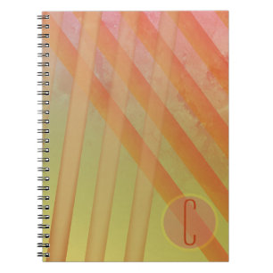 Abstract Stripes/Yellow & Warm Hues/monogram Notebook