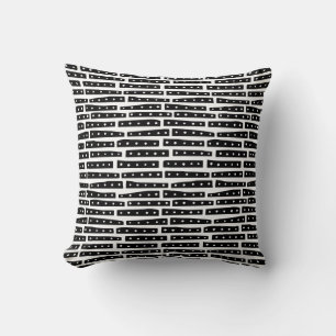 Abstract Strips 101119 Pattern - Black on White Cushion