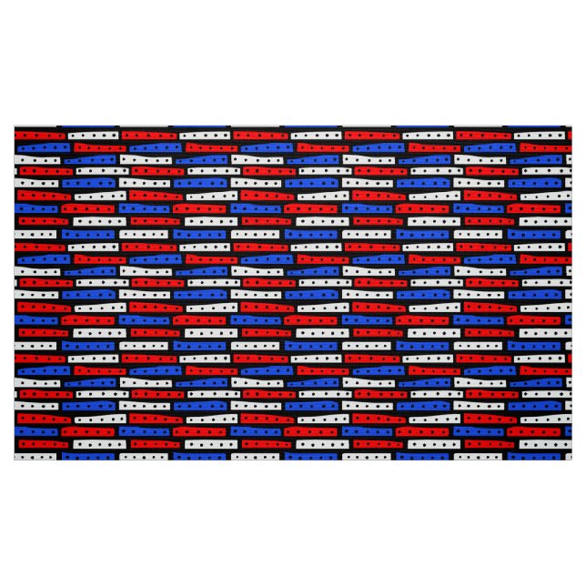Abstract Strips Pattern - Colours 01 on Black Fabric (Fat Quarter)