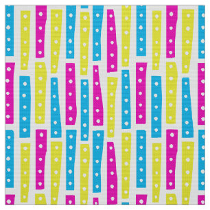 Abstract Strips Vertical - Colours 02 on White Fabric