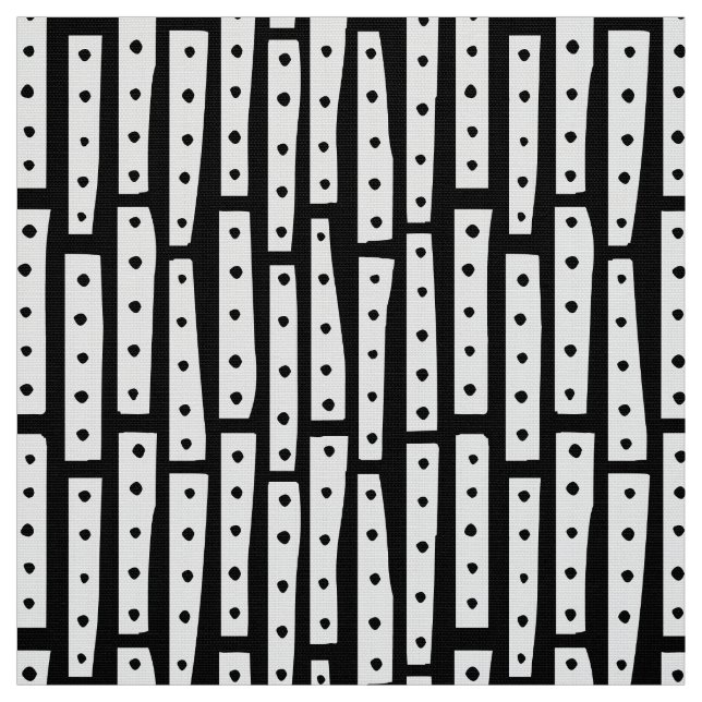 Abstract Strips Vertical - White on Black Fabric (Swatch)
