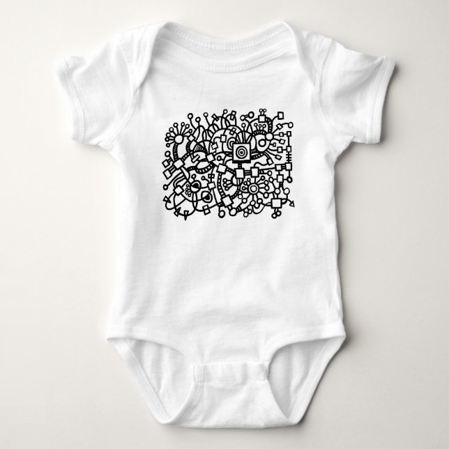 Abstract Structure - Black Baby Bodysuit (Front)