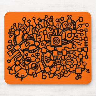 Abstract Structure - Black on Orange Mouse Pad