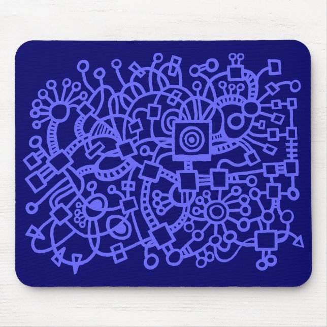 Abstract Structure - Electric Blue on Deep Navy Mouse Pad (Front)