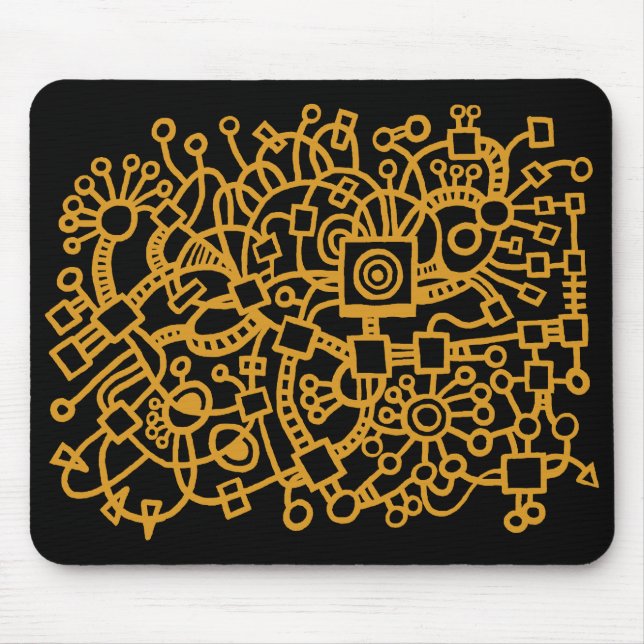 Abstract Structure - Gold on Black Mouse Pad (Front)