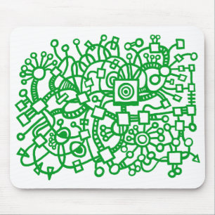 Abstract Structure - Grass Green on White Mouse Pad