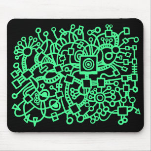 Abstract Structure - Mint Green on Black Mouse Pad