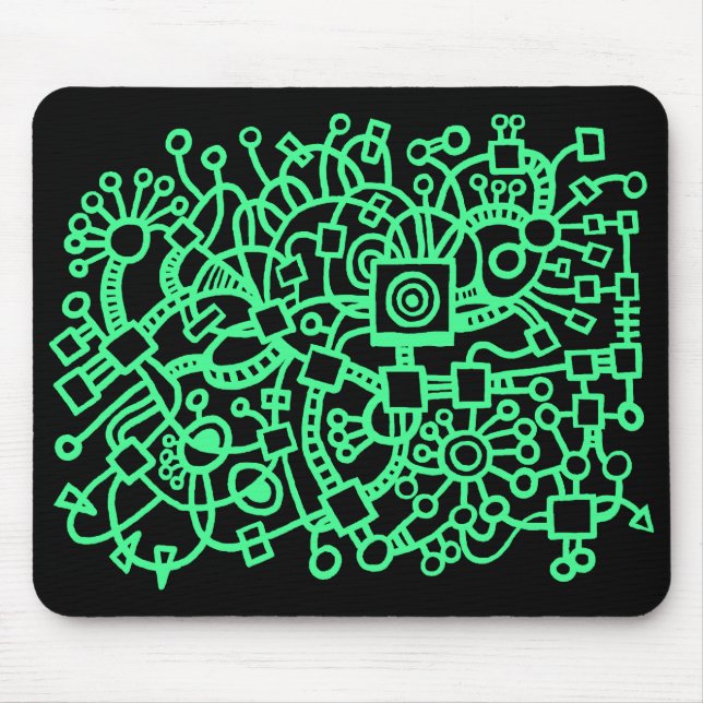 Abstract Structure - Mint Green on Black Mouse Pad (Front)