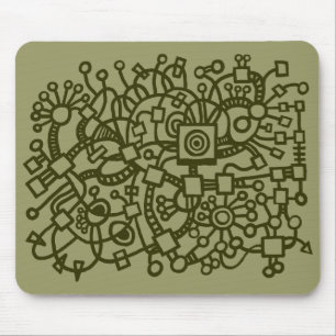 Abstract Structure - Murky Green on Khaki Mouse Pad