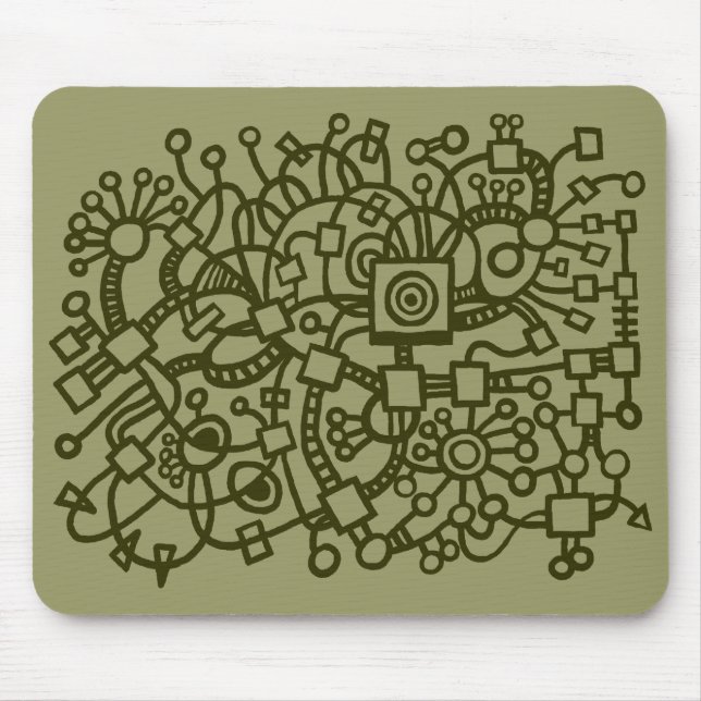 Abstract Structure - Murky Green on Khaki Mouse Pad (Front)