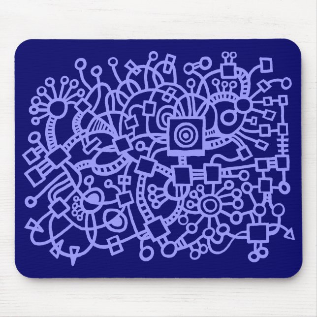 Abstract Structure - Pastel Blue on Deep Navy Mouse Pad (Front)