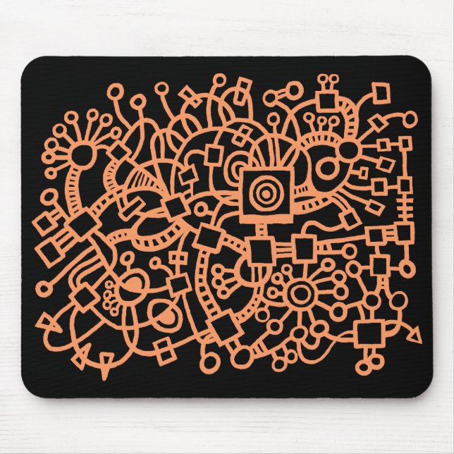 Abstract Structure - Peach on Black Mouse Pad (Front)