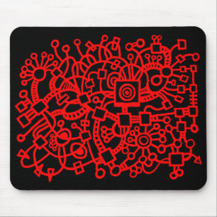Abstract Structure - Red on Black Mouse Pad