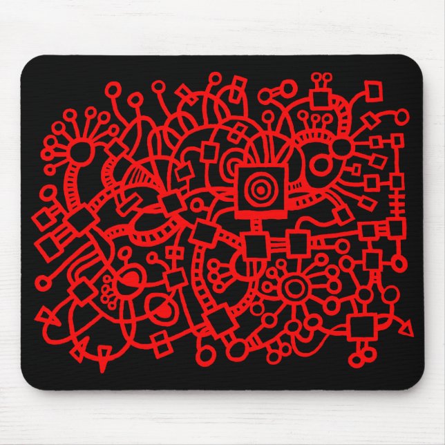 Abstract Structure - Red on Black Mouse Pad (Front)