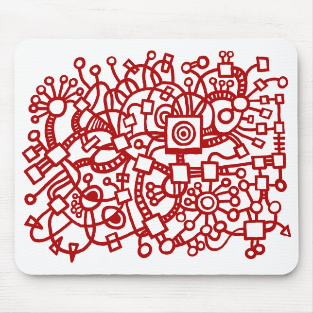 Abstract Structure - Ruby Red on White Mouse Pad (Front)