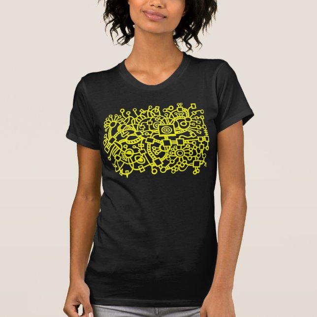 Abstract Structure - Yellow on Dark T-Shirt (Front)