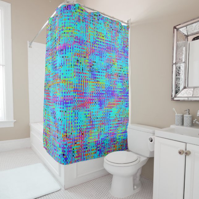 Abstract Structured Chaos Shower Curtain (In Situ)