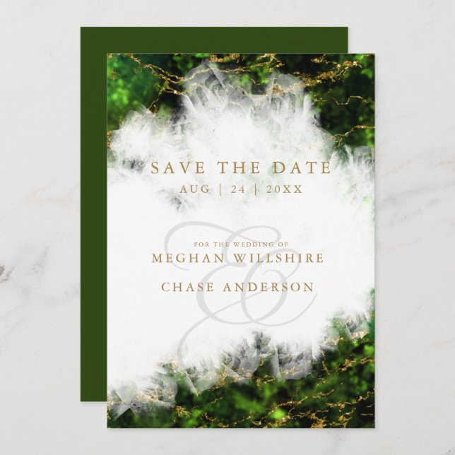 Abstract Stunning Emerald Crystal Agate  Invitation (Front/Back)