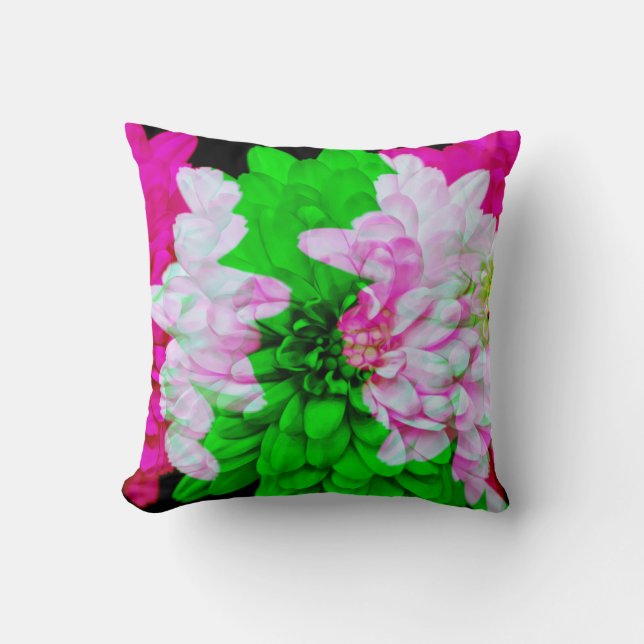 Abstract Style Flower Art Pink Green Pillow (Front)