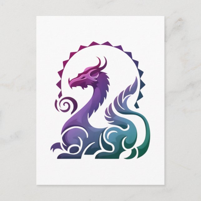 Abstract Stylish Purple Dragon Gradient Logo  Postcard (Front)