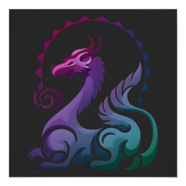Abstract Stylish Purple Dragon Gradient Logo  Poster (Front)
