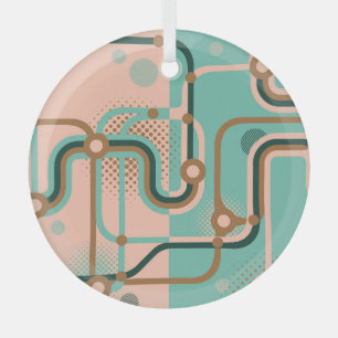 Abstract subway map, dual patterns. glass tree decoration