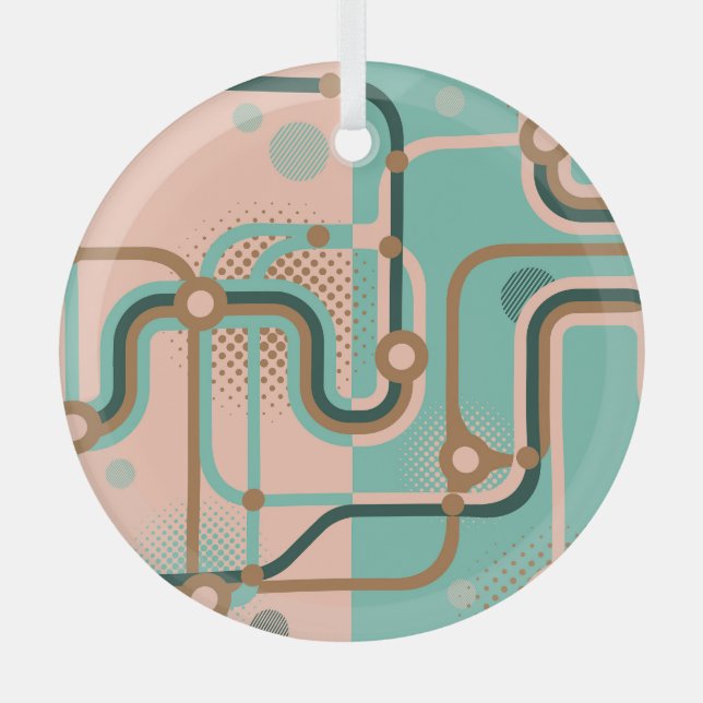 Abstract subway map, dual patterns. glass tree decoration (Front)