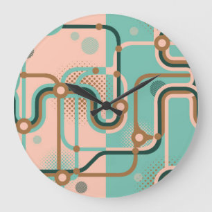 Abstract subway map, dual patterns. large clock