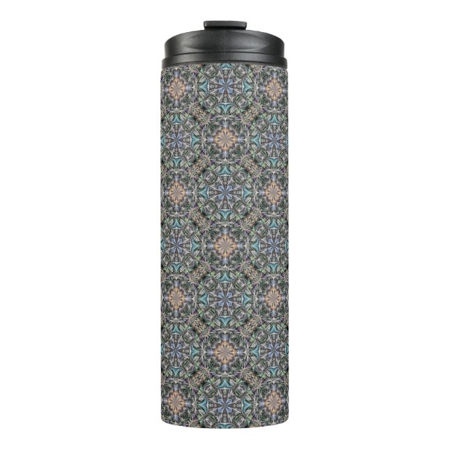 Abstract Succulent Garden Rosette Trellis Pattern Thermal Tumbler (Front)