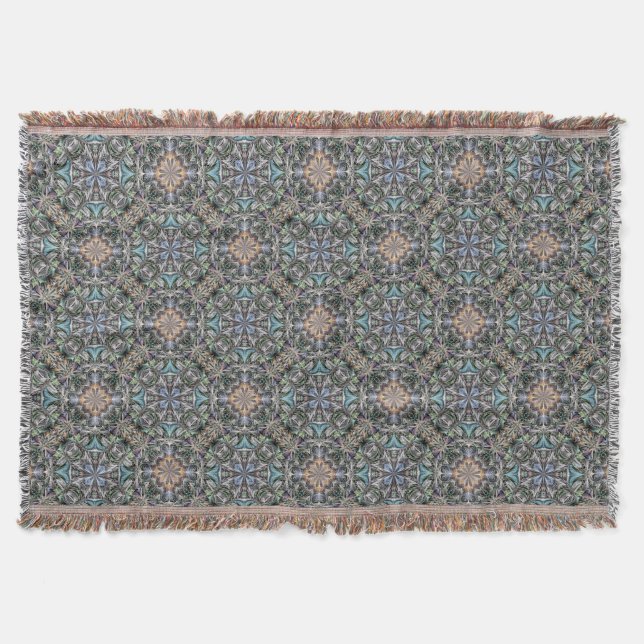Abstract Succulent Garden Rosette Trellis Pattern Throw Blanket (Front)