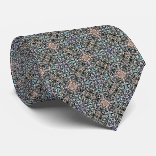 Abstract Succulent Garden Rosette Trellis Pattern Tie (Rolled)