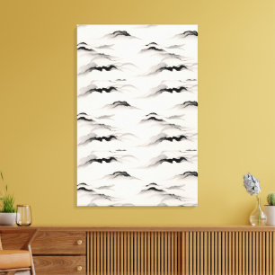 Abstract Sumi Ink Wash Zen Rice Paper Minimalist Canvas Print