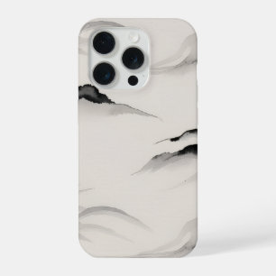 Abstract Sumi Ink Wash Zen Rice Paper Minimalist iPhone 15 Pro Case