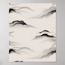 Abstract Sumi Ink Wash Zen Rice Paper Minimalist
