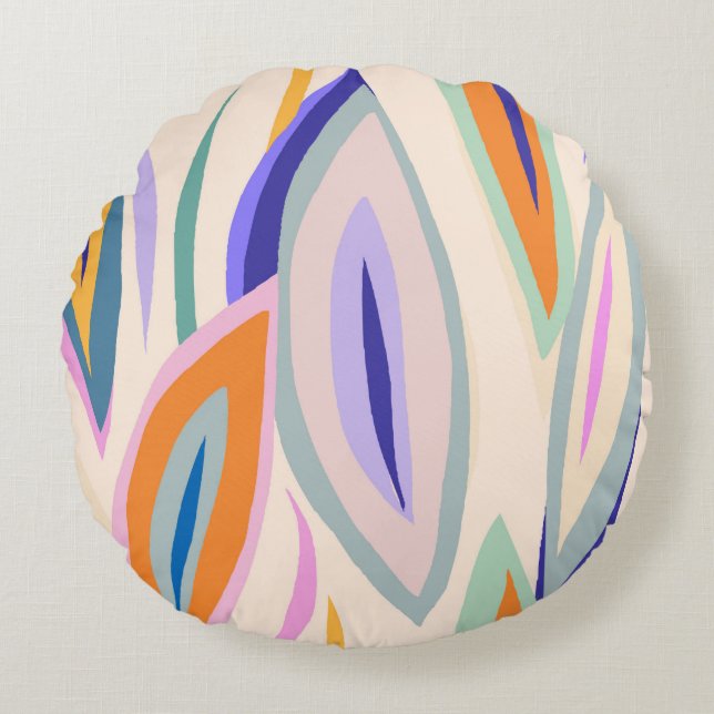 Abstract summer artistic illustration pattern. Cre Round Cushion (Front)
